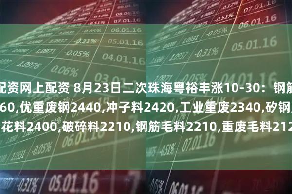 配资网上配资 8月23日二次珠海粤裕丰涨10-30：钢筋粒2520,精料废钢2460,优重废钢2440,冲子料2420,工业重废2340,矽钢片2400,冲花料2400,破碎料2210,钢筋毛料2210,重废毛料2120,小剪料2200,薄剪料(停收)1770。